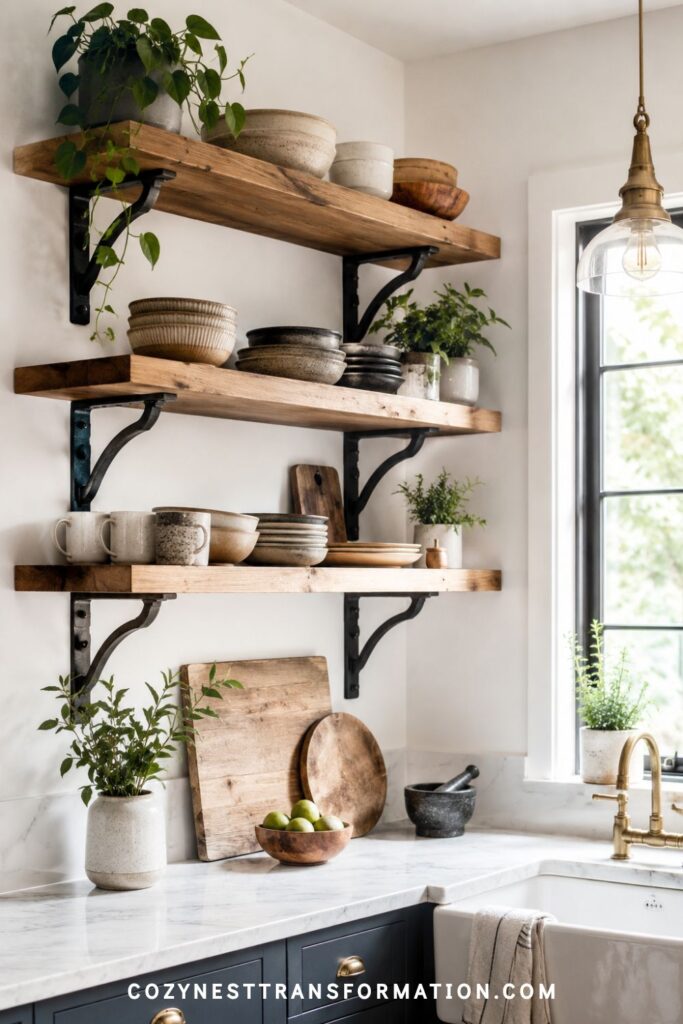 how to decorate my kitchen shelves