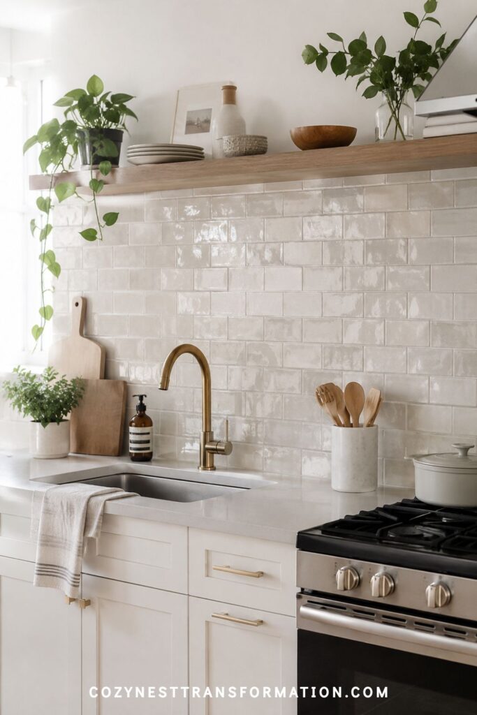 styling shelf in kitchen