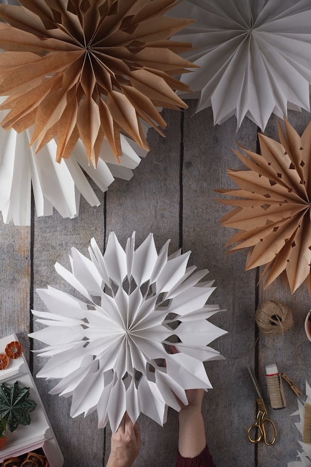 Oversized paper snowflakes
