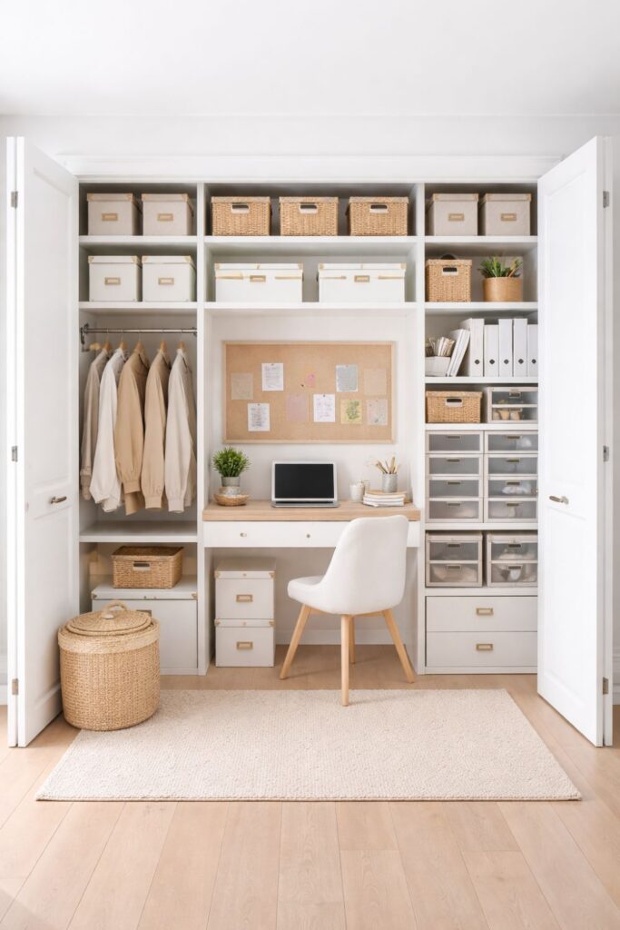17 Best Office Closet Storage Ideas to Maximize Small workspace
