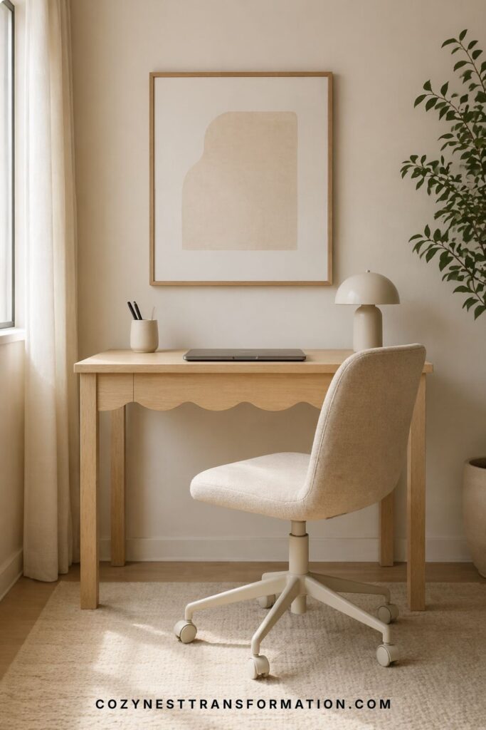 cozy home office desk setup aesthetic