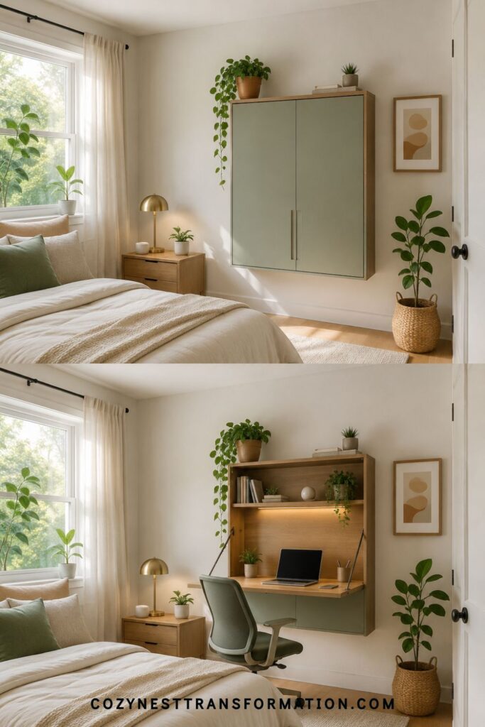 Modern bedroom with desk layout