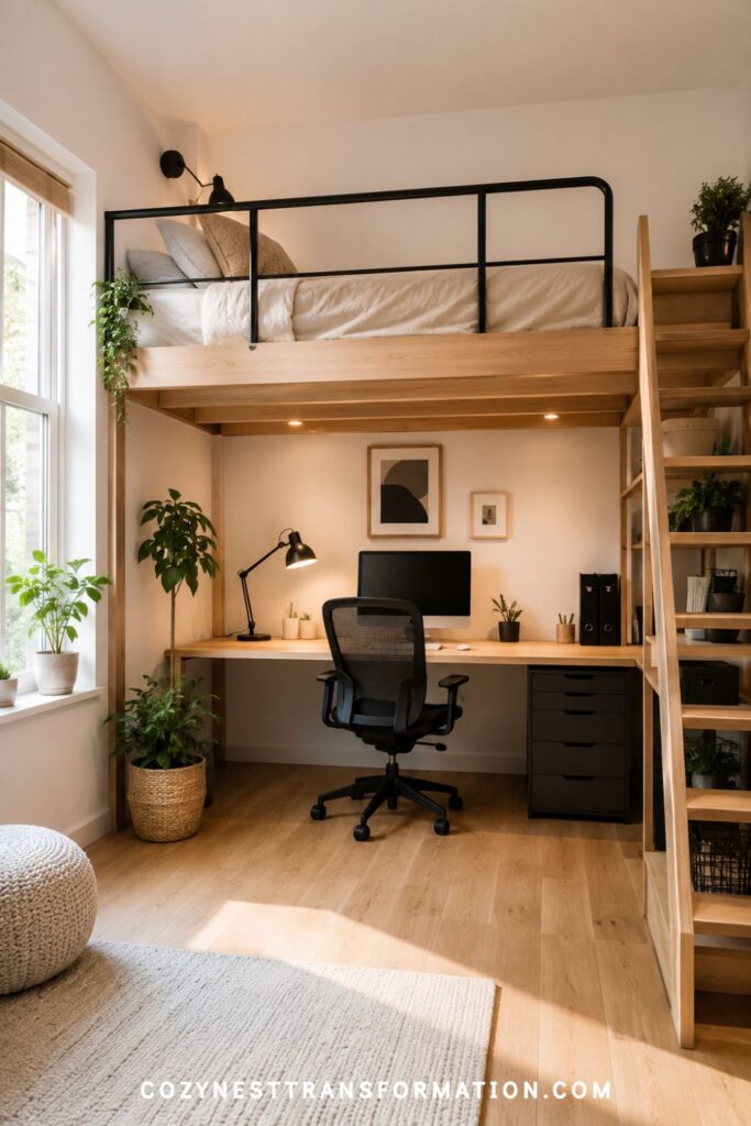Small bedroom with desk layout