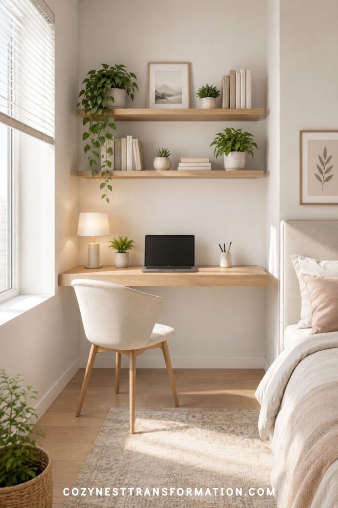 bedroom with desk layout