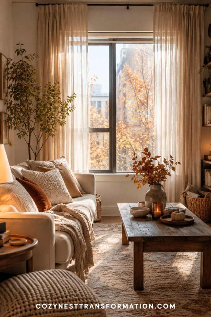 cozy beige and brown living room