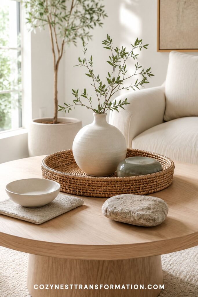 simple round coffee table styling ideas