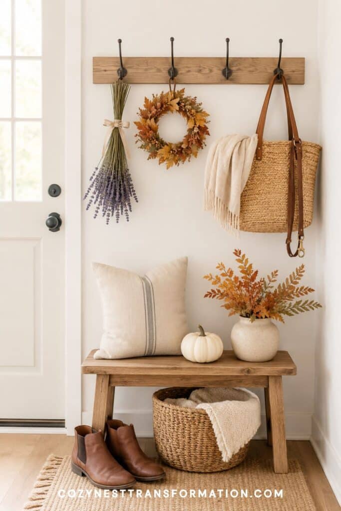 Farmhouse fall entryway decor