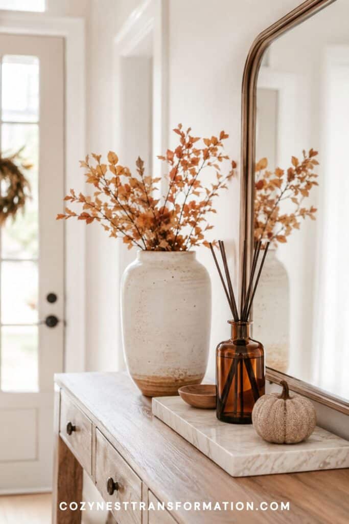 Rustic fall entryway decor