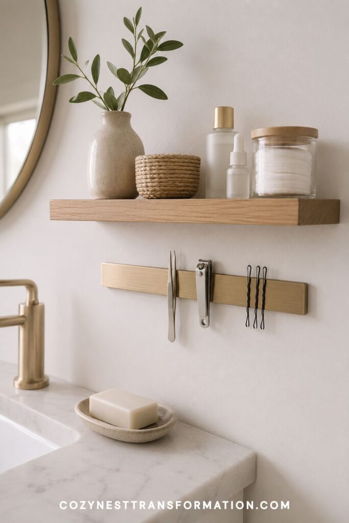 bathroom wall shelf ideas Bathroom shelf styling ideas