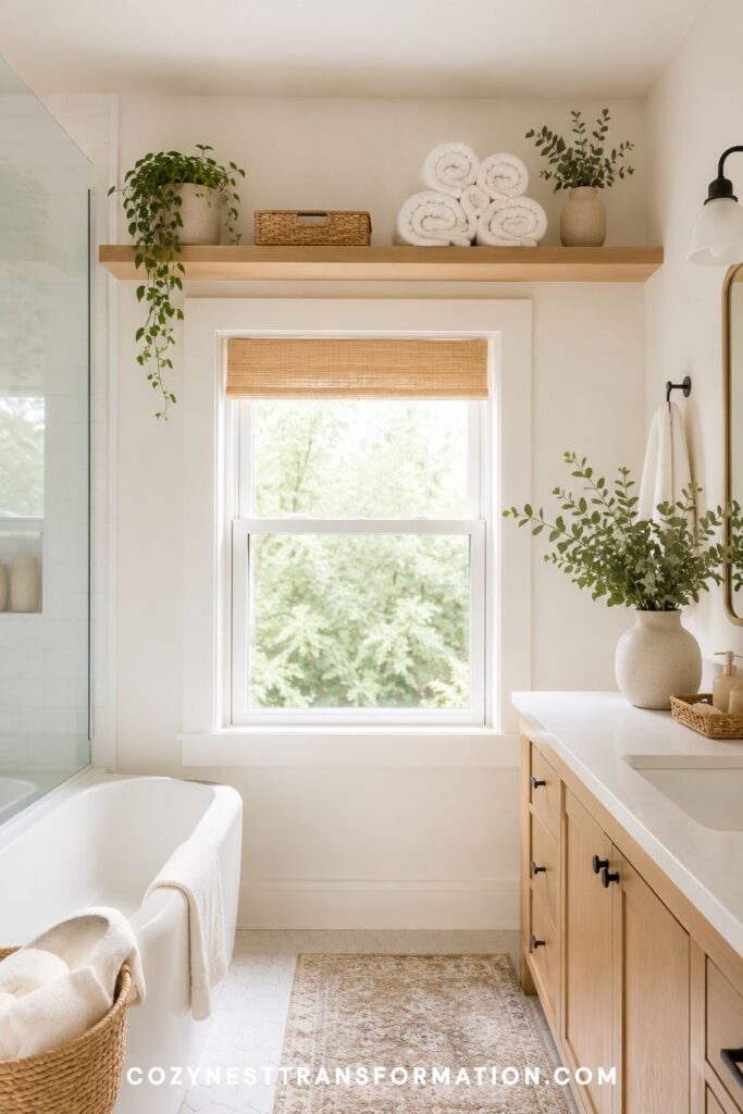 bathroom wall shelf ideas Farmhouse bathroom shelves