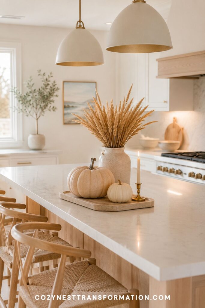 Kitchen island fall decor