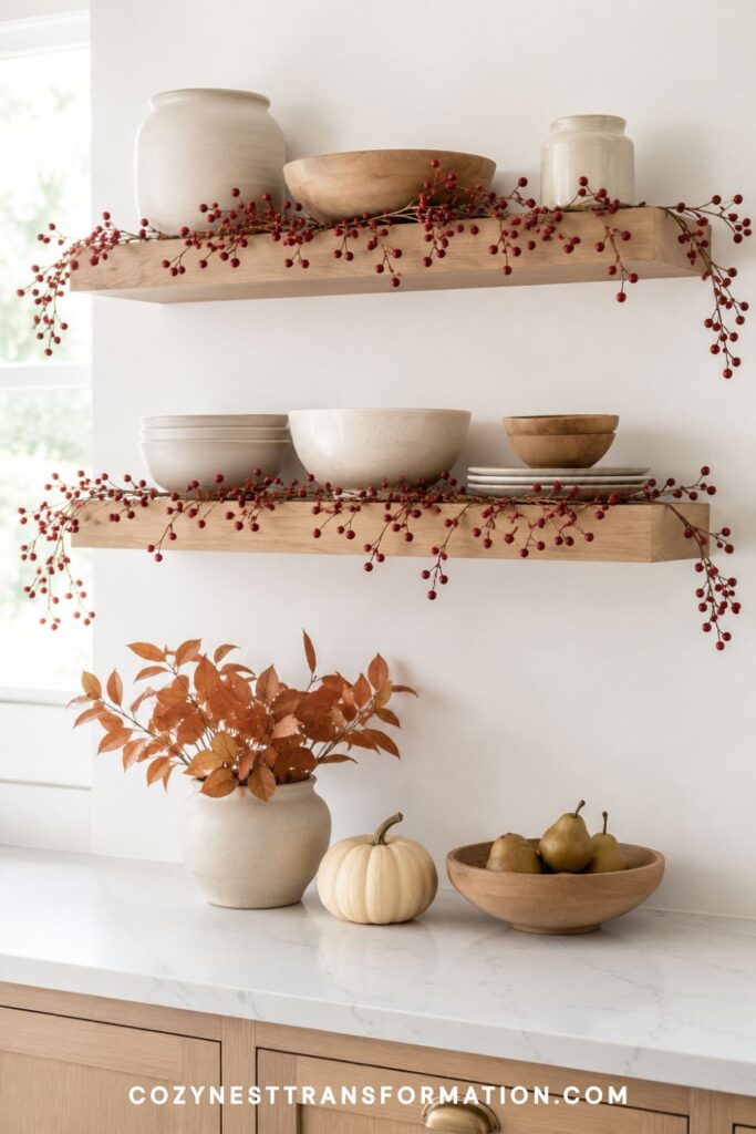 Kitchen shelf styling