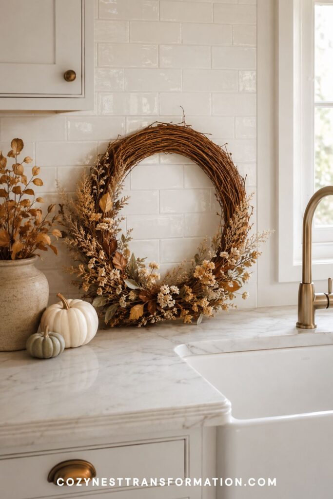 Neutral fall kitchen decor
