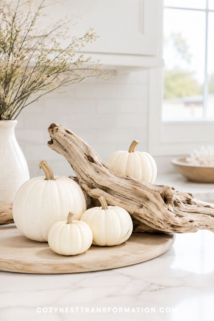 White pumpkin decor