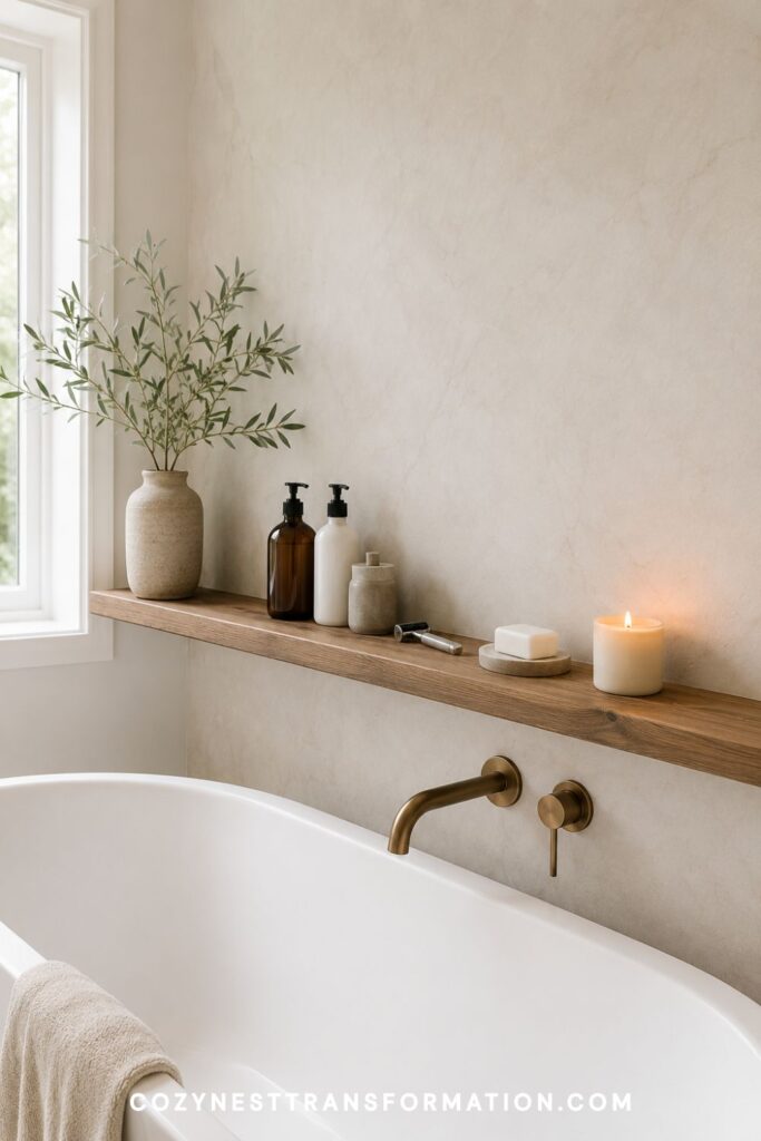 bathroom wall shelf ideas Wooden bathroom shelves