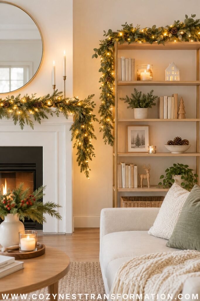 Christmas living room greenery