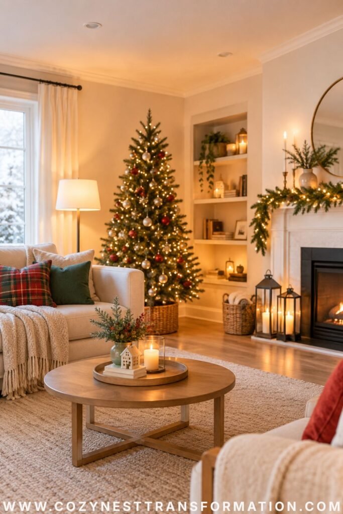 natural Christmas living room decor