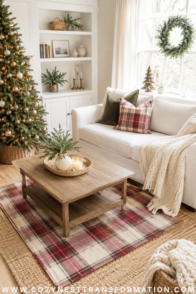 neutral Christmas living room