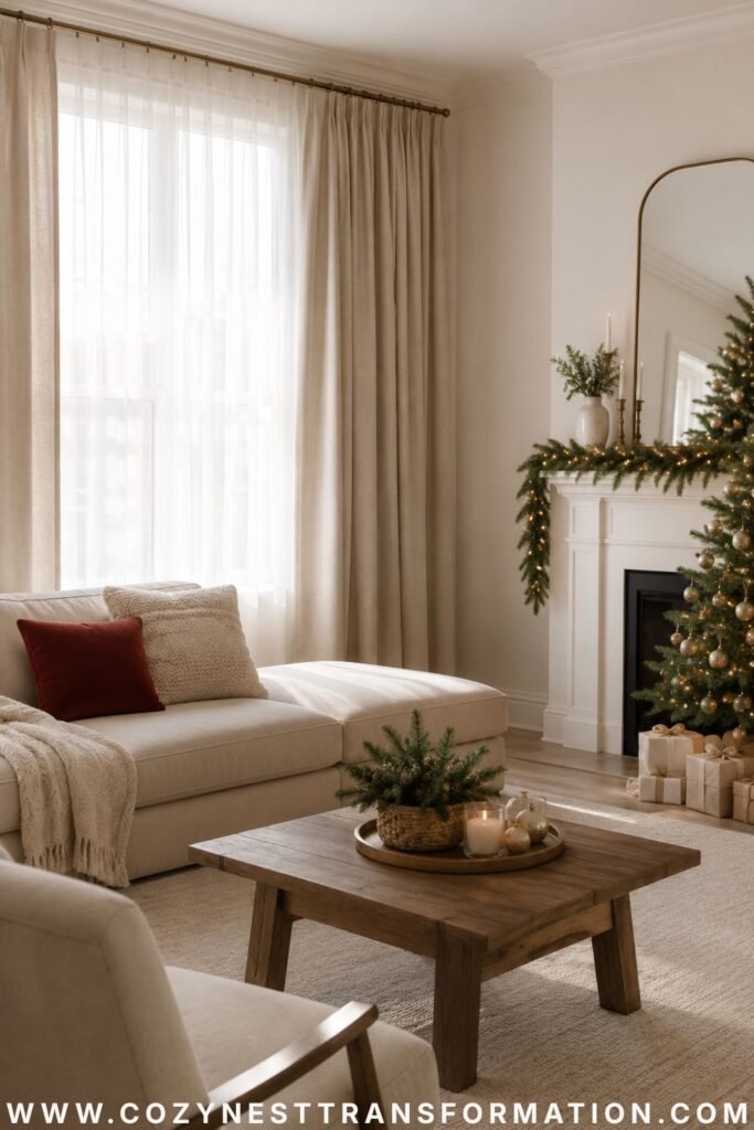 red and green Christmas living room