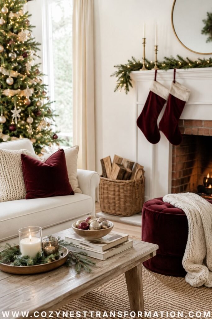 white Christmas living room